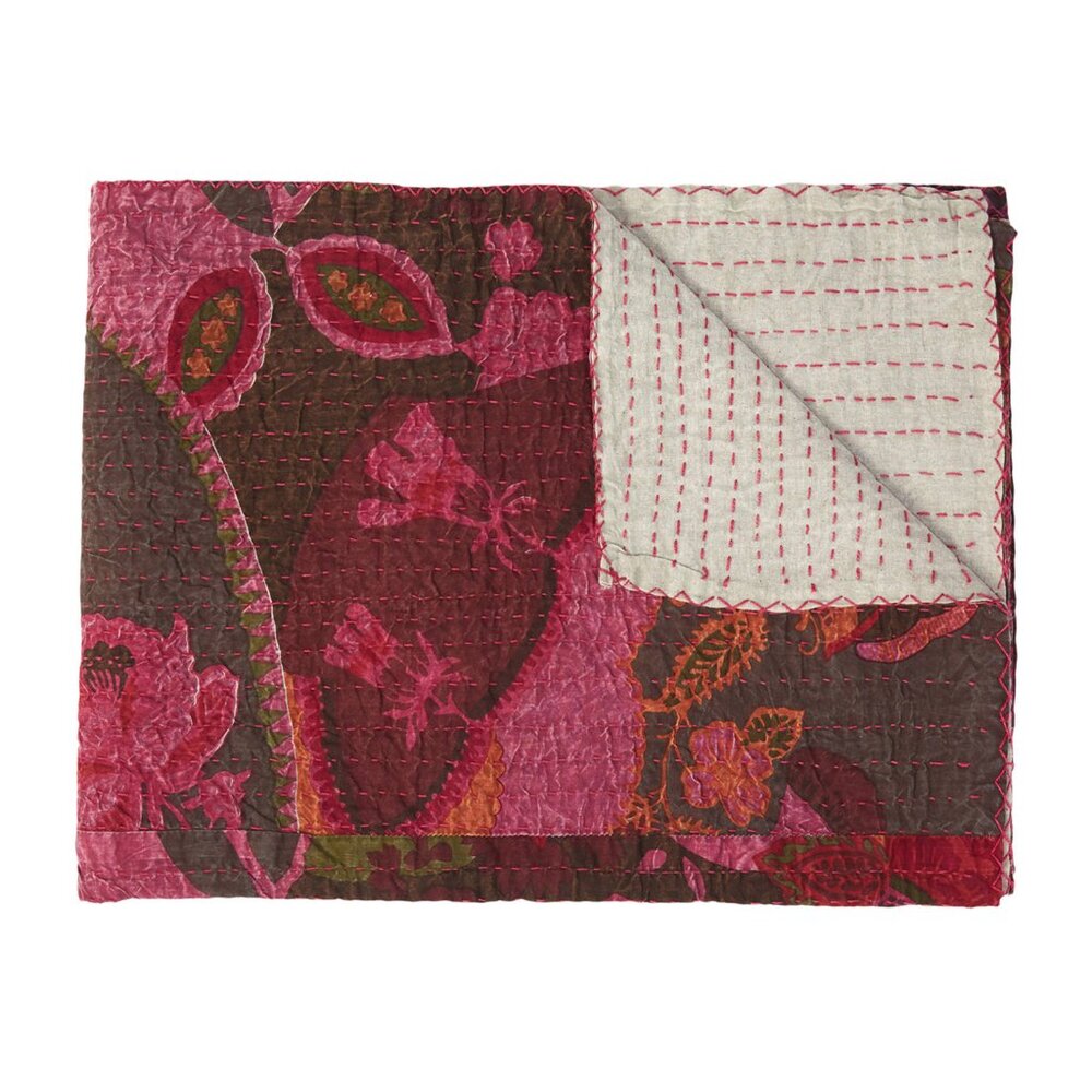Taj Hotel Home Decor Kantha Cotton Throw | 1-Piece | Multicolor | 50"x70"